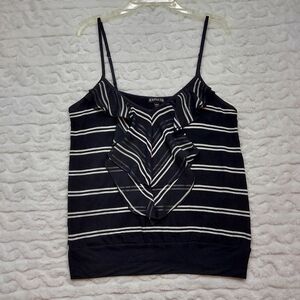 Express Black White Striped Ruffle Tank Top Size M